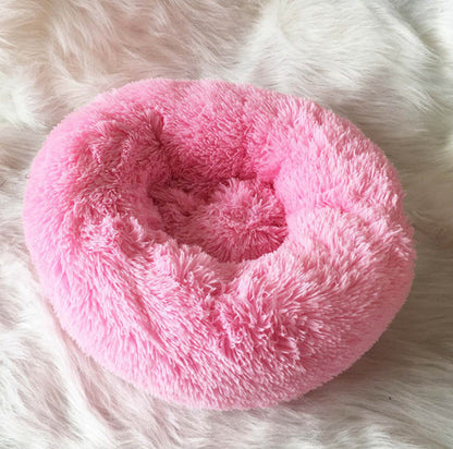 Fluffy Round Plush Pet Bed – Cozy, Warm & Perfect for Dogs & Cats! - Pet house