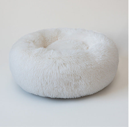 Fluffy Round Plush Pet Bed – Cozy, Warm & Perfect for Dogs & Cats! - Pet house