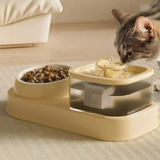 2-in-1 Cat Water Dispenser & Feeding Bowl – Automatic Hydration & Mess-Free Feeding! - Pet house