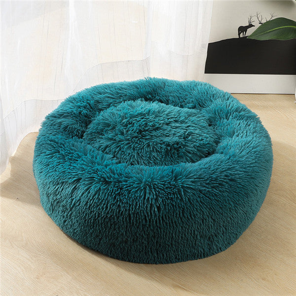 Fluffy Round Plush Pet Bed – Cozy, Warm & Perfect for Dogs & Cats! - Pet house