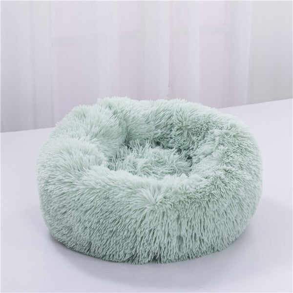 Fluffy Round Plush Pet Bed – Cozy, Warm & Perfect for Dogs & Cats! - Pet house