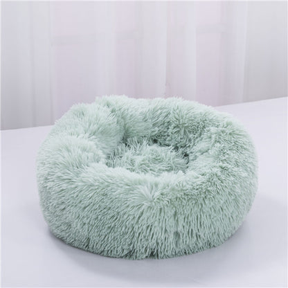 Fluffy Round Plush Pet Bed – Cozy, Warm & Perfect for Dogs & Cats! - Pet house