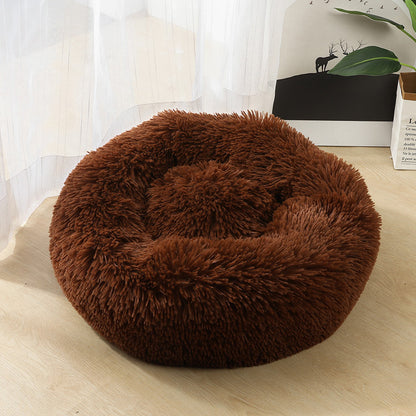 Fluffy Round Plush Pet Bed – Cozy, Warm & Perfect for Dogs & Cats! - Pet house