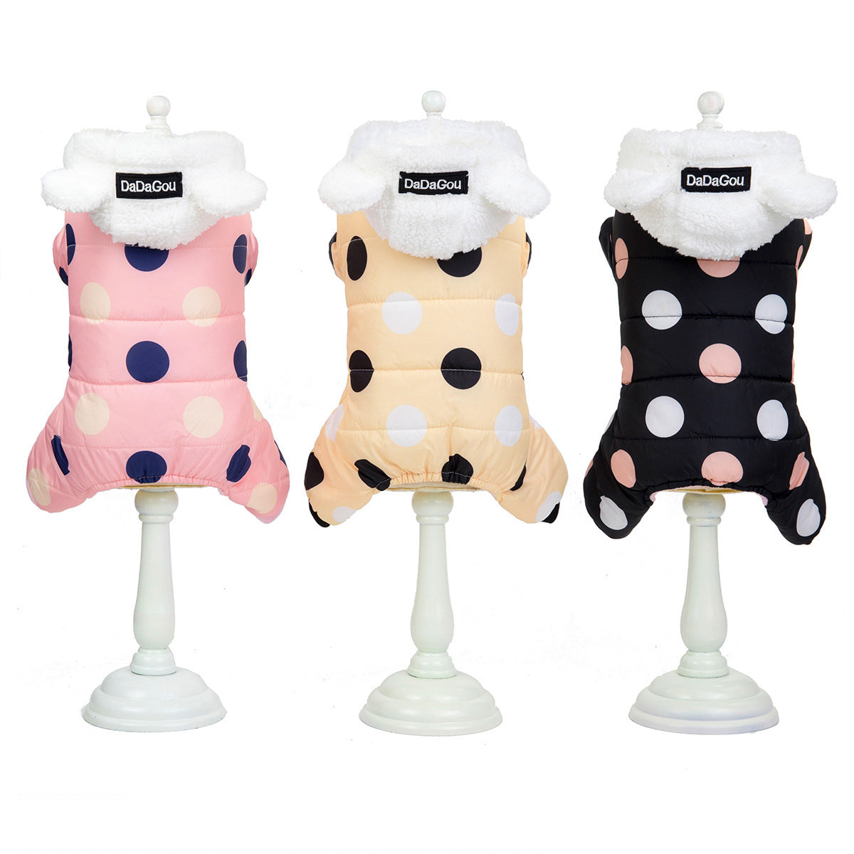 Cozy Polka Dot Pet Coat – Warm Cotton Jacket for All-Four-Leg Coverage - Pet house