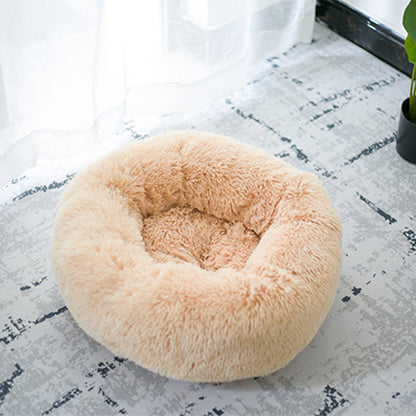 Fluffy Round Plush Pet Bed – Cozy, Warm & Perfect for Dogs & Cats! - Pet house