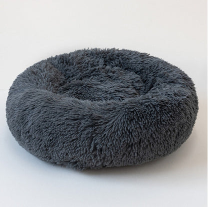 Fluffy Round Plush Pet Bed – Cozy, Warm & Perfect for Dogs & Cats! - Pet house