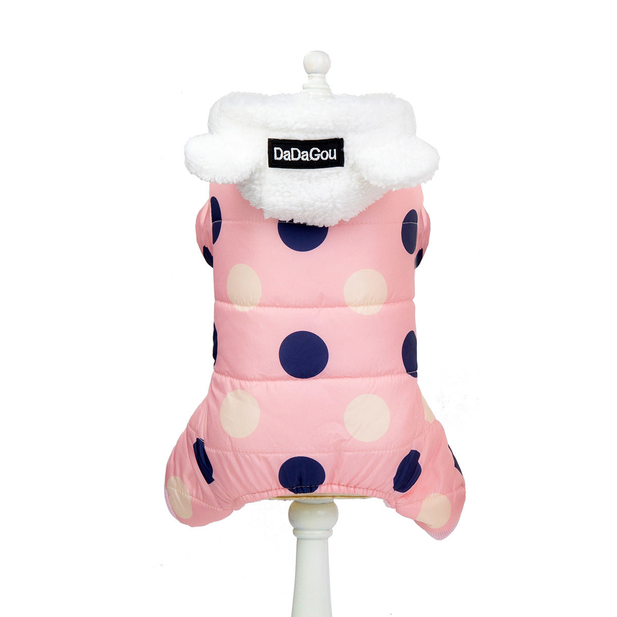 Cozy Polka Dot Pet Coat – Warm Cotton Jacket for All-Four-Leg Coverage - Pet house