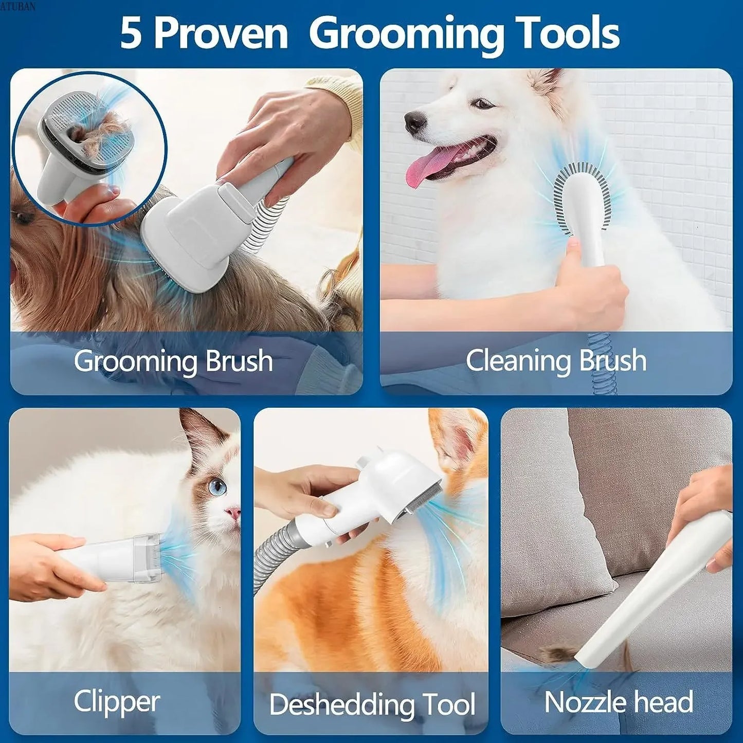 Dog Grooming Vacuum Kit – Quiet, Powerful & Mess-Free Grooming - Pet house