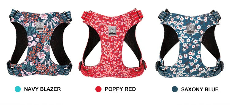 Floral No-Pull Cotton Pet Harness – Reflective, Adjustable & Stylish - Pet house