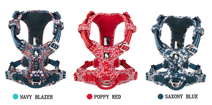 Floral No-Pull Cotton Pet Harness – Reflective, Adjustable & Stylish - Pet house