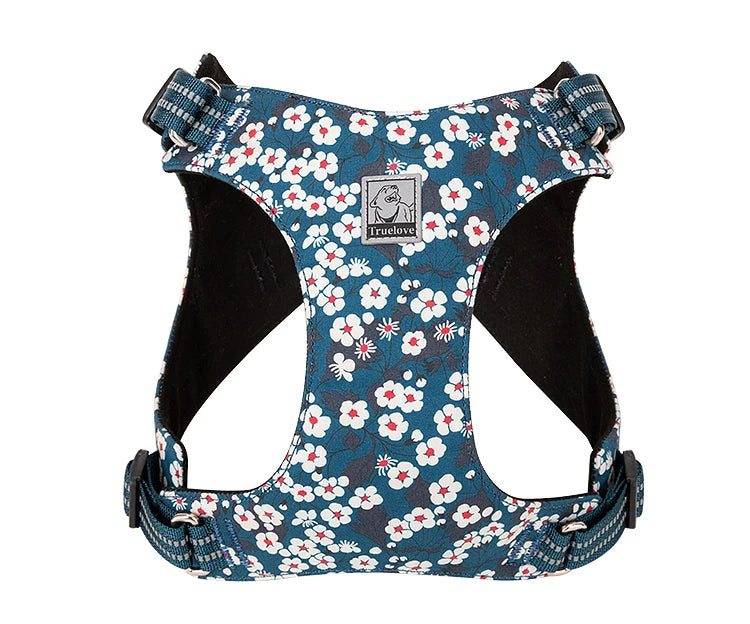 Floral No-Pull Cotton Pet Harness – Reflective, Adjustable & Stylish - Pet house