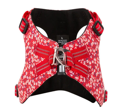 Floral No-Pull Cotton Pet Harness – Reflective, Adjustable & Stylish - Pet house