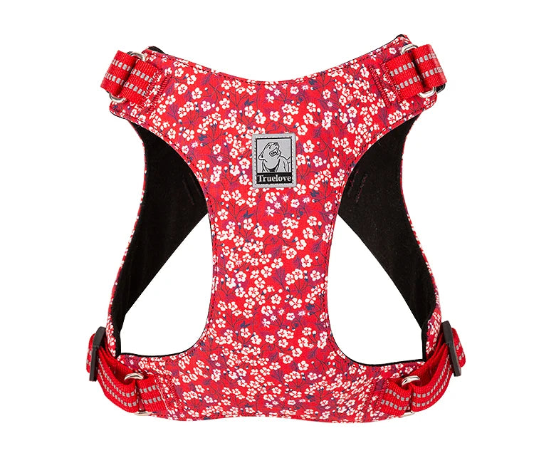 Floral No-Pull Cotton Pet Harness – Reflective, Adjustable & Stylish - Pet house