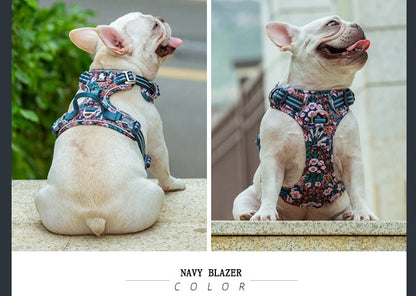 Floral No-Pull Cotton Pet Harness – Reflective, Adjustable & Stylish - Pet house