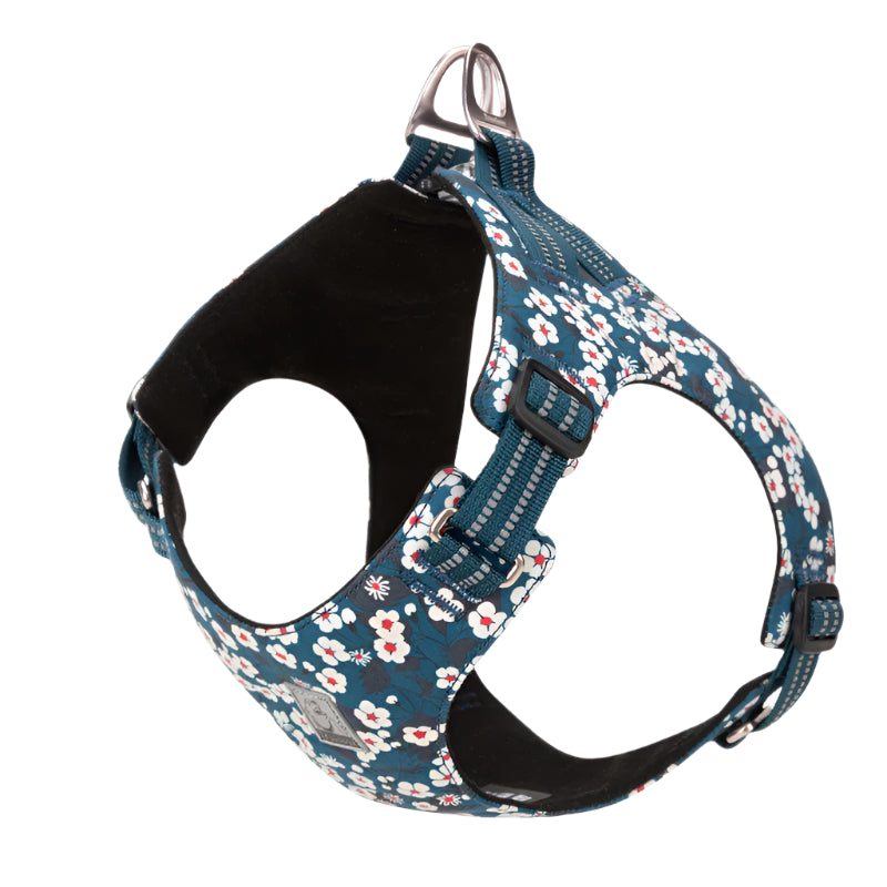 Floral No-Pull Cotton Pet Harness – Reflective, Adjustable & Stylish - Pet house