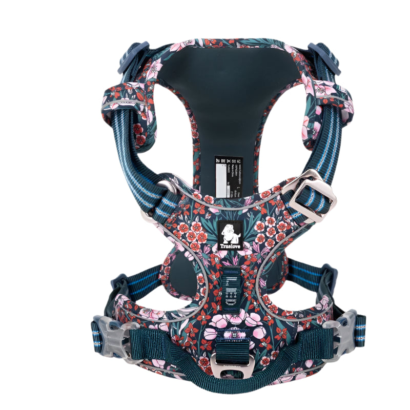 Floral No-Pull Cotton Pet Harness – Reflective, Adjustable & Stylish - Pet house