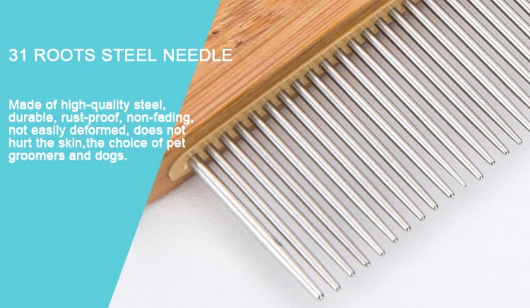 31-Steel Needle Pet Comb – Ergonomic & Knot-Removing Grooming Tool! - Pet house