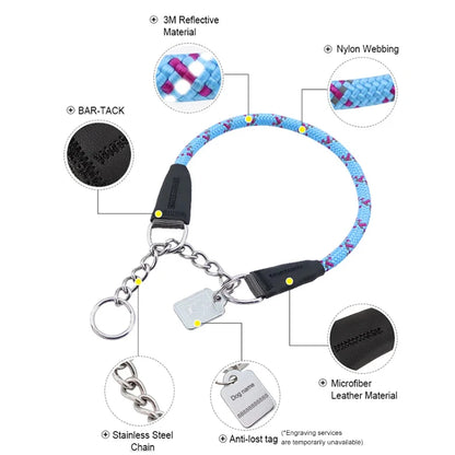 Reflective P-Chain Nylon Dog Collar – Durable, Secure & Pull-Resistant! - Pet house