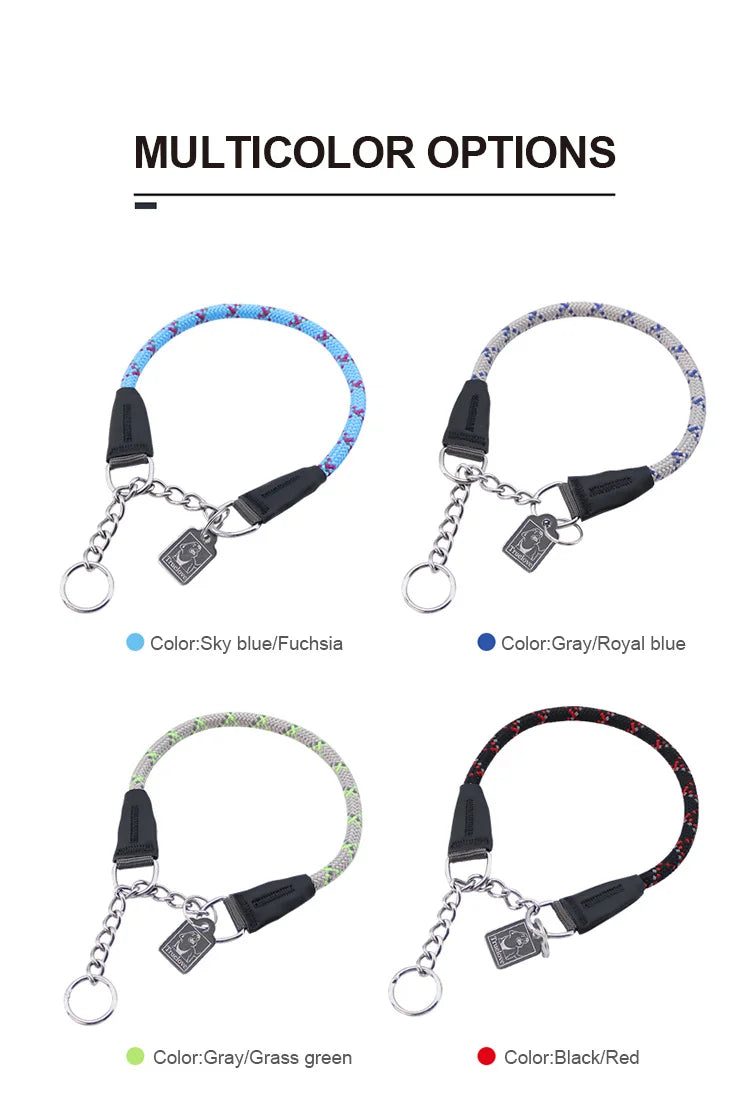 Reflective P-Chain Nylon Dog Collar – Durable, Secure & Pull-Resistant! - Pet house