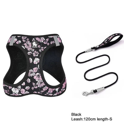 Floral Mesh Pet Harness & Leash Set – Soft, Durable & Reflective! - Pet house