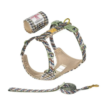 Harris Tweed Fabric Dog Harness & Leash Set – Stylish, No-Pull & Adjustable! - Pet house