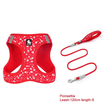 Floral Mesh Pet Harness & Leash Set – Soft, Durable & Reflective! - Pet house