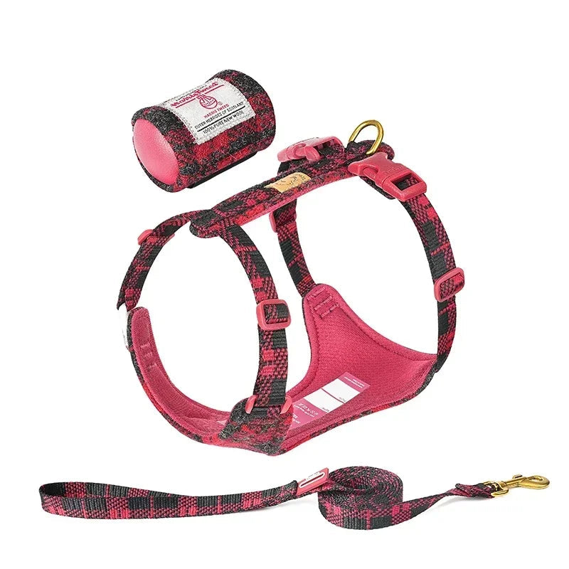 Harris Tweed Fabric Dog Harness & Leash Set – Stylish, No-Pull & Adjustable! - Pet house