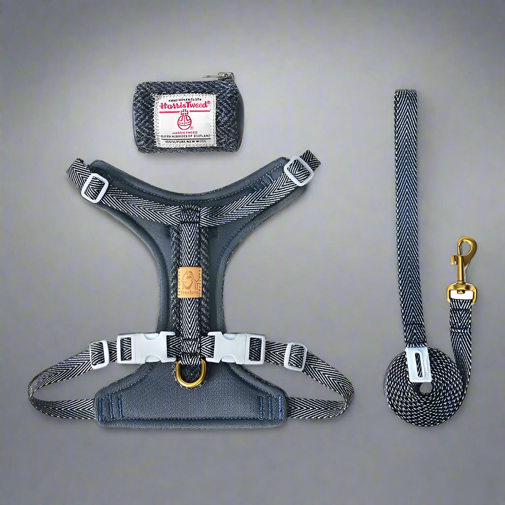 Harris Tweed Fabric Dog Harness & Leash Set – Stylish, No-Pull & Adjustable! - Pet house