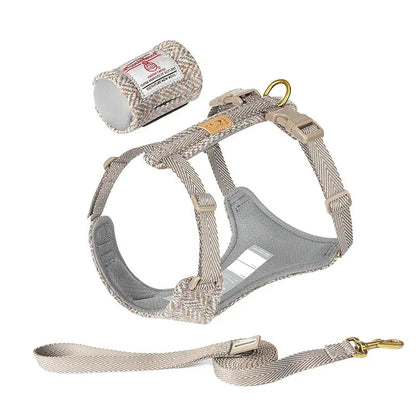 Harris Tweed Fabric Dog Harness & Leash Set – Stylish, No-Pull & Adjustable! - Pet house