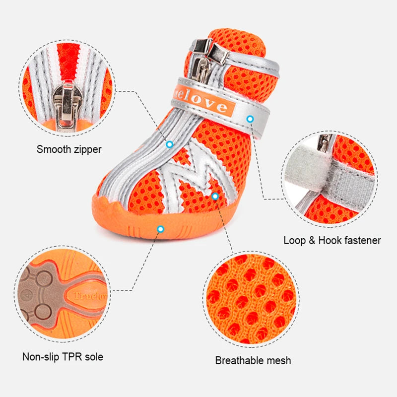 Waterproof Mesh Dog Shoes – Anti-Slip, Reflective & Rugged! - Pet house