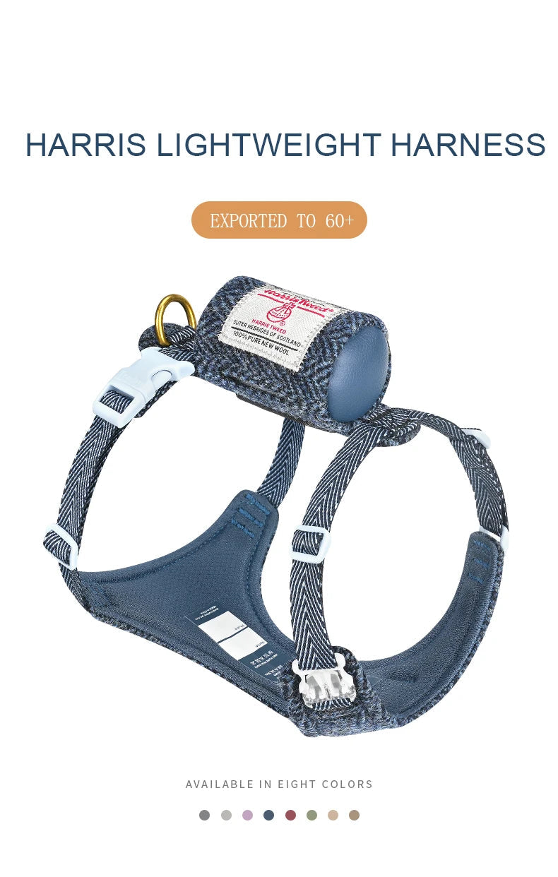 Harris Tweed Fabric Dog Harness & Leash Set – Stylish, No-Pull & Adjustable! - Pet house