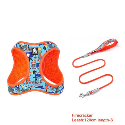 Floral Mesh Pet Harness & Leash Set – Soft, Durable & Reflective! - Pet house