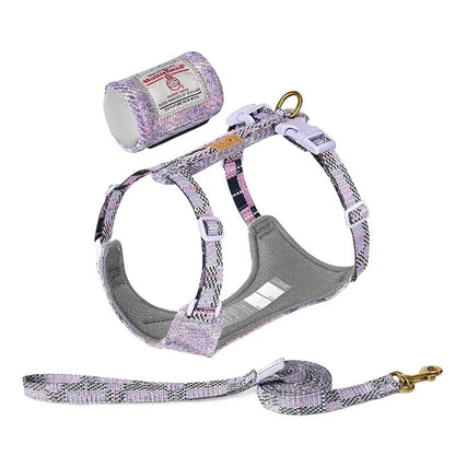 Harris Tweed Fabric Dog Harness & Leash Set – Stylish, No-Pull & Adjustable! - Pet house