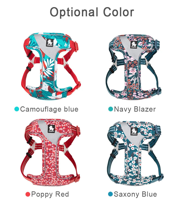 Soft Padded Floral Dog Harness – Comfortable, Adjustable & Stylish! - Pet house