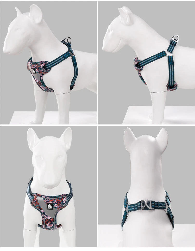 Soft Padded Floral Dog Harness – Comfortable, Adjustable & Stylish! - Pet house