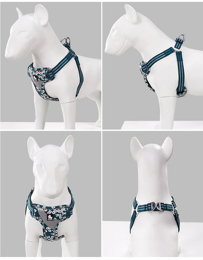 Soft Padded Floral Dog Harness – Comfortable, Adjustable & Stylish! - Pet house